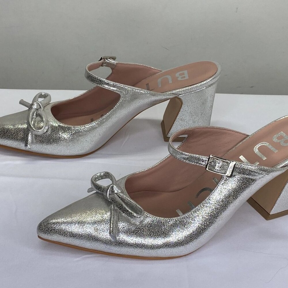 NEW BUTRICH Retro Sweet Rainbow Mules Silver Size 9.5 Pointed Toe Slip-On - Picture 10 of 10
